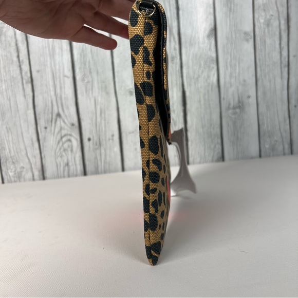 Stella & Dot Bellamy Clutch Animal Print with Coral and Black Stripes NWOT - Picture 9 of 9